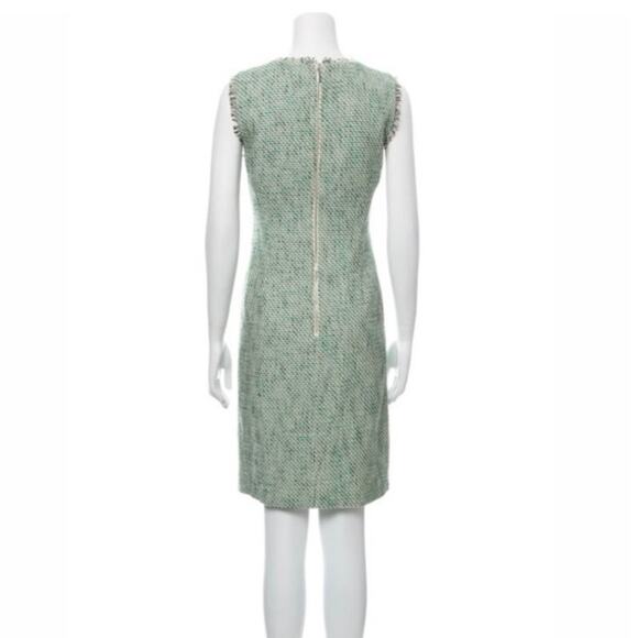 Karl Lagerfeld Green Tweed Fringe Sheath Dress Sz 12 - Picture 3 of 16